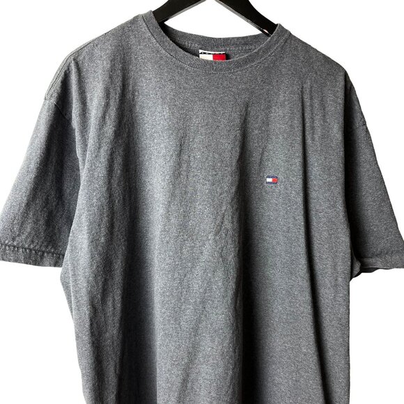 Vintage Tommy Hilfiger T Shirt Gray XL Extra Large Flag Classic Embroidered Tee - Picture 1 of 10
